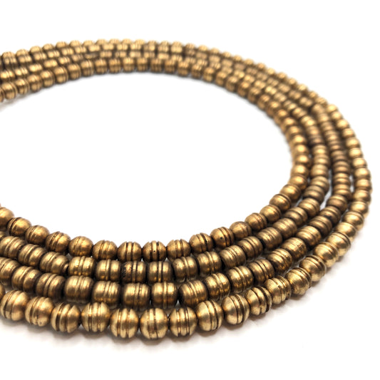 Brass Spacer Bead - Striped Round