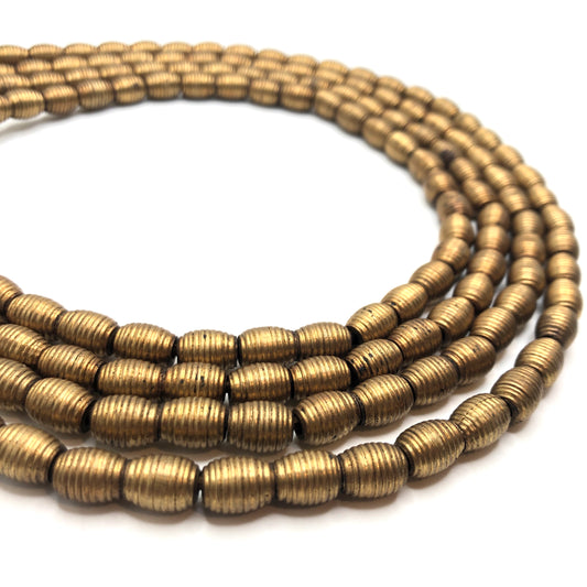 Brass Spacer Bead - Striped Barrel