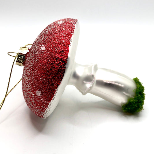 Glass Mushroom Ornament, Red