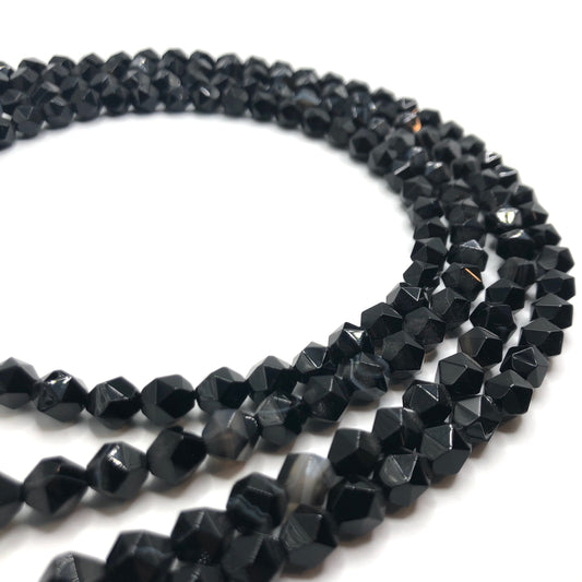 Banded Agate (Black) - Star-Cut