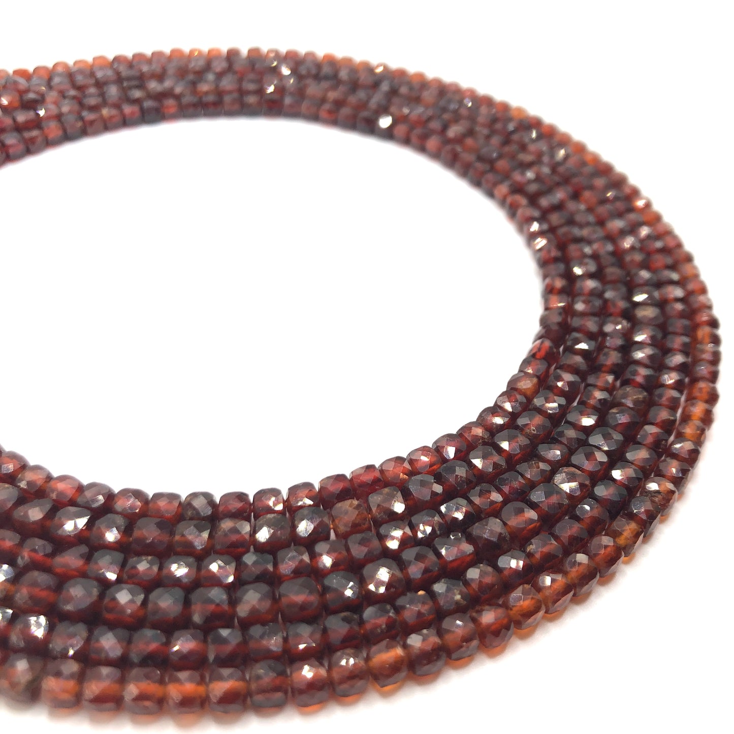 Hessonite Faceted Cubic Beads