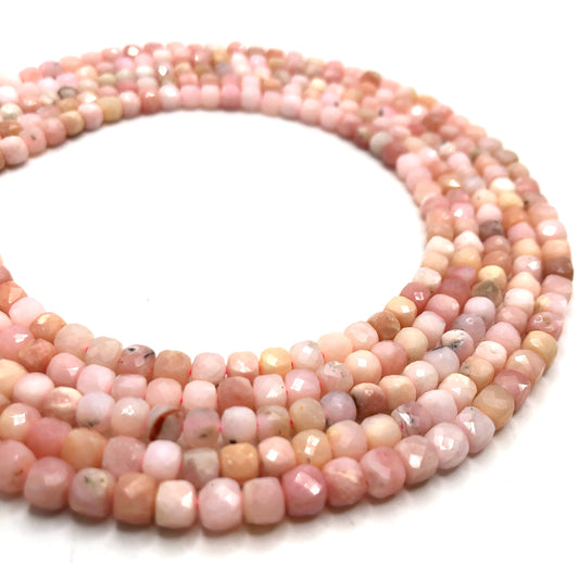 Opal (Pink) Faceted Cubic Beads