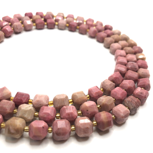 Rhodonite Faceted Cubic Beads