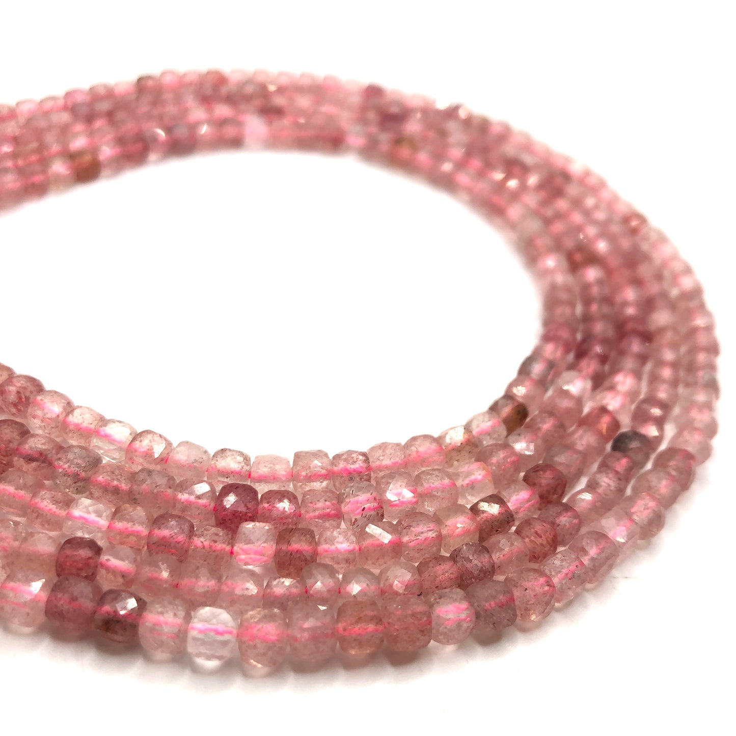 Strawberry Quartz Faceted Cubic Beads