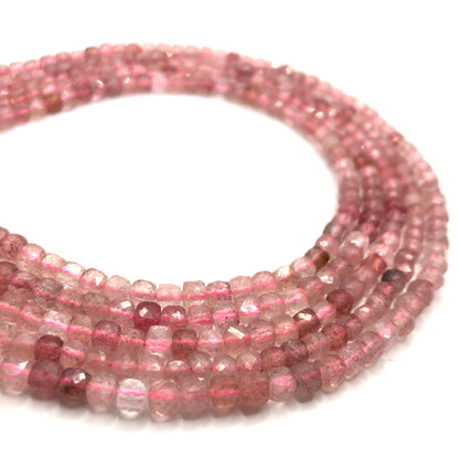 Strawberry Quartz Faceted Cubic Beads