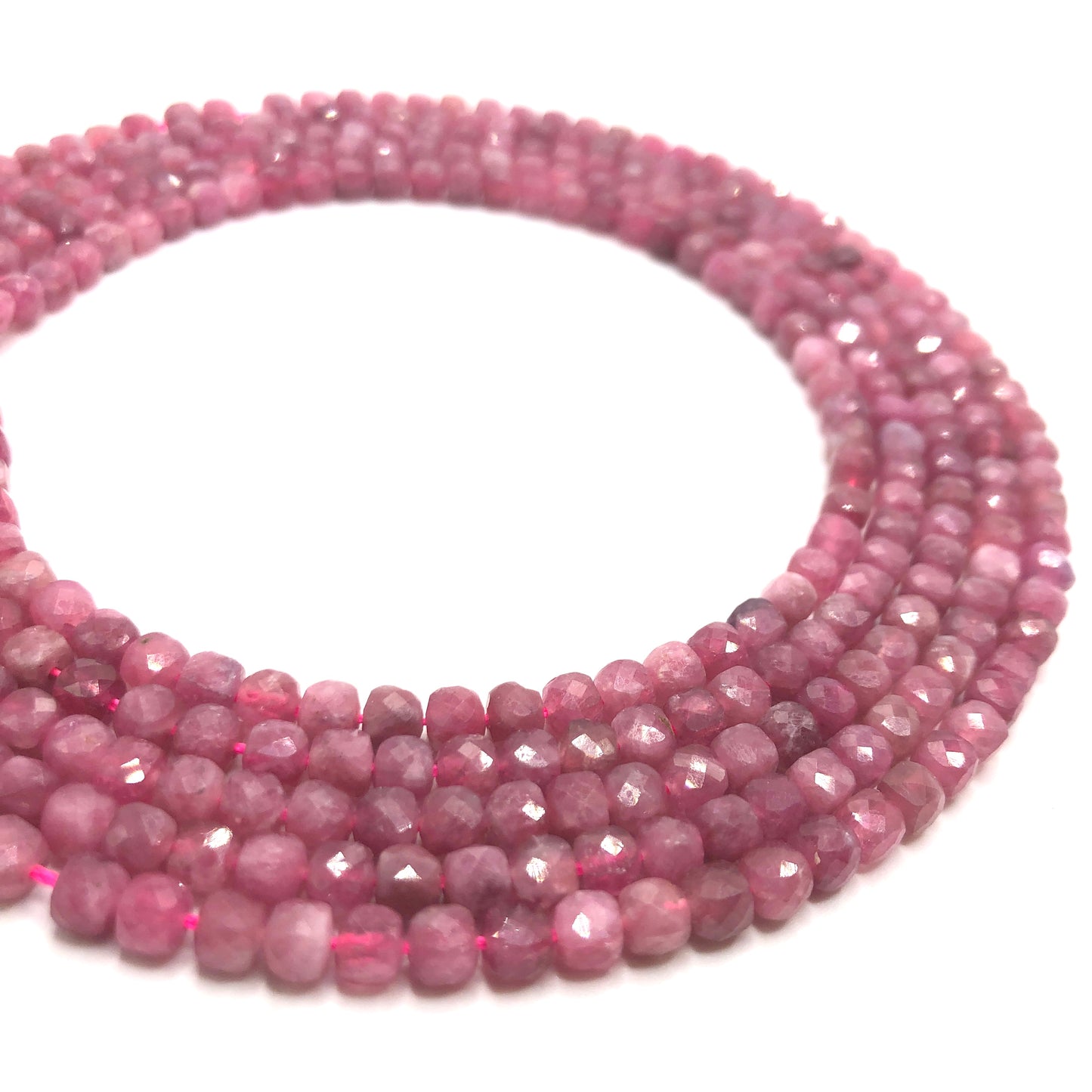 Tourmaline (Pink) Faceted Cubic Beads