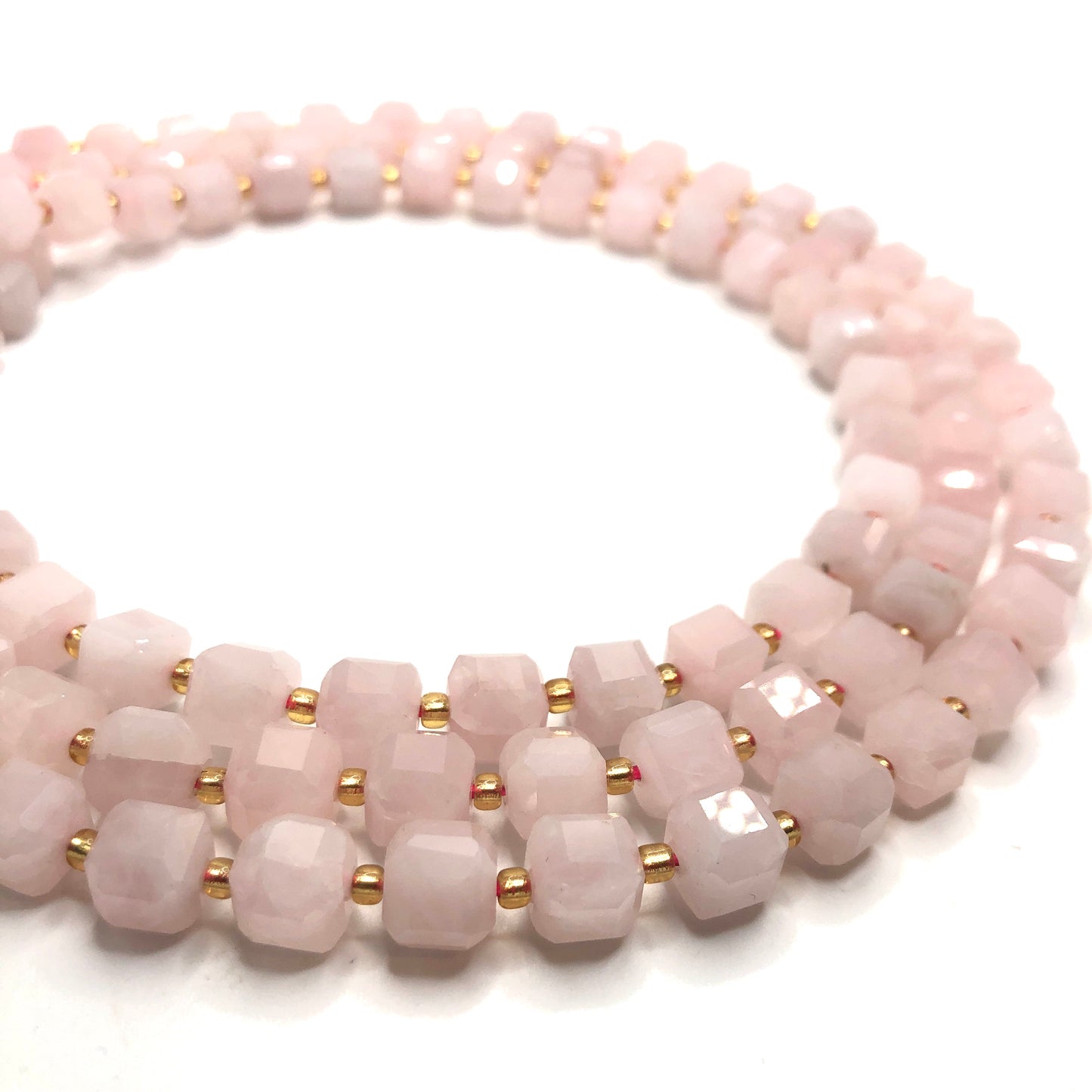 Rose Quartz Faceted Cubic Beads