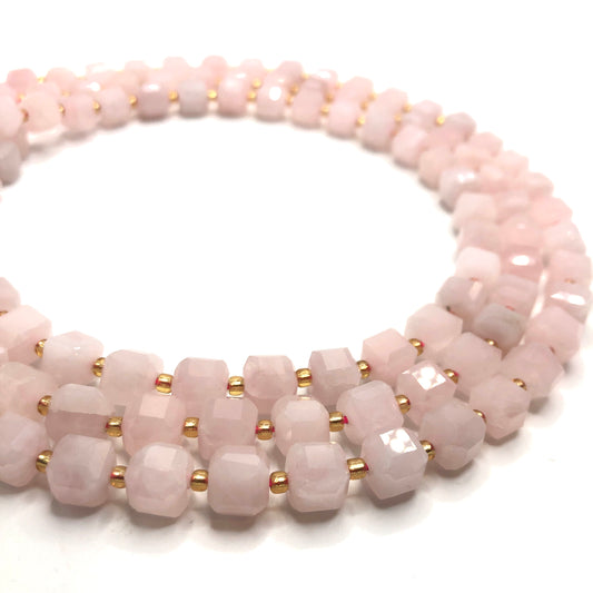 Rose Quartz Faceted Cubic Beads