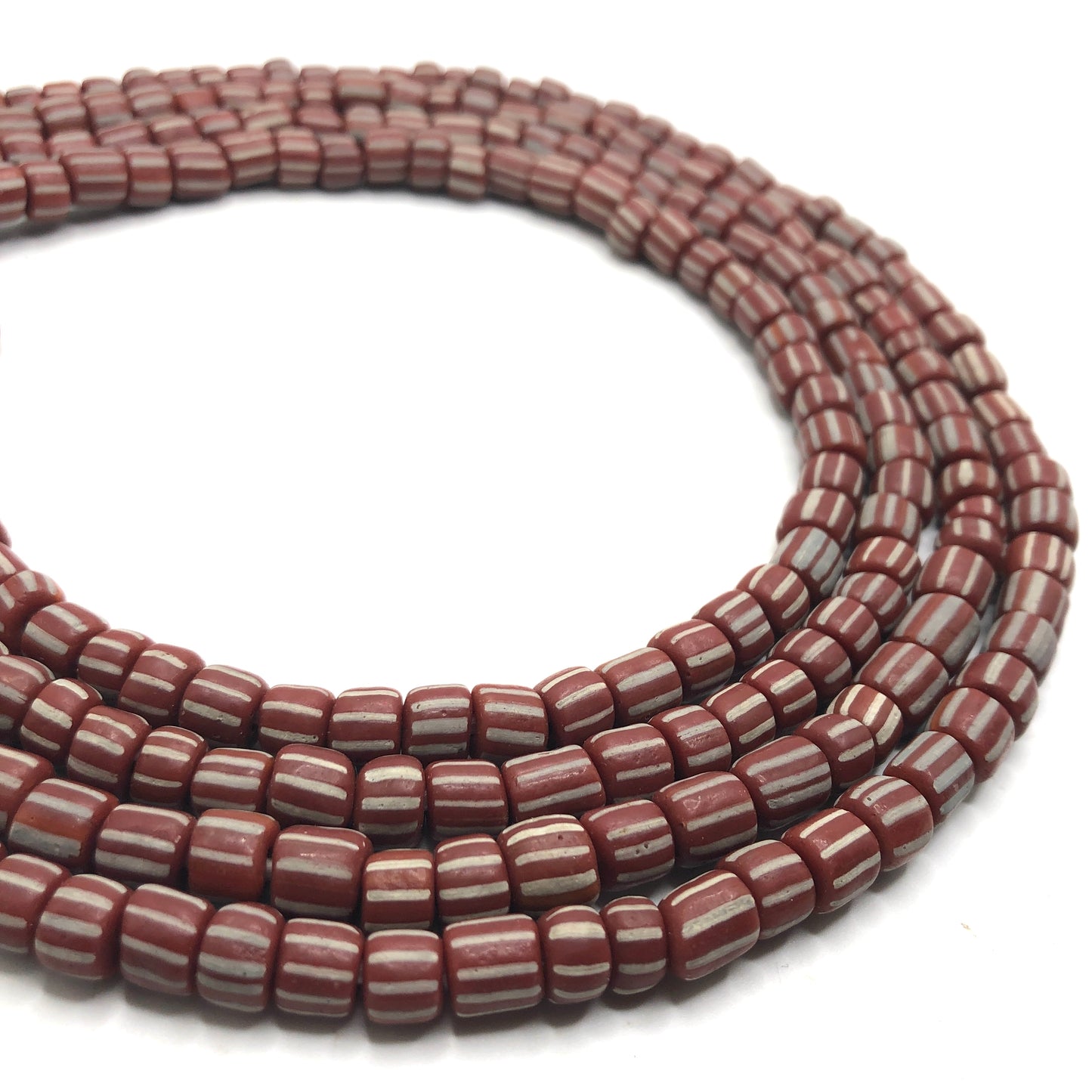 Recycled Glass Beads - Striped Cylin (L)