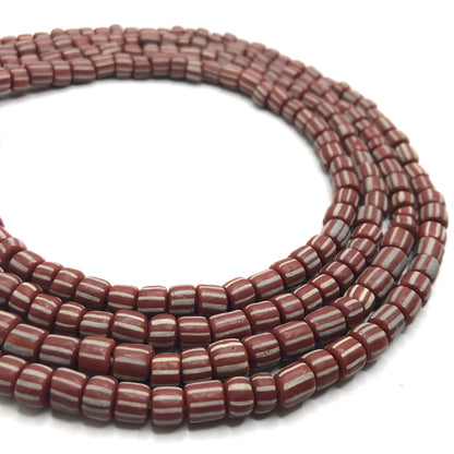 Recycled Glass Beads - Striped Cylin (L)