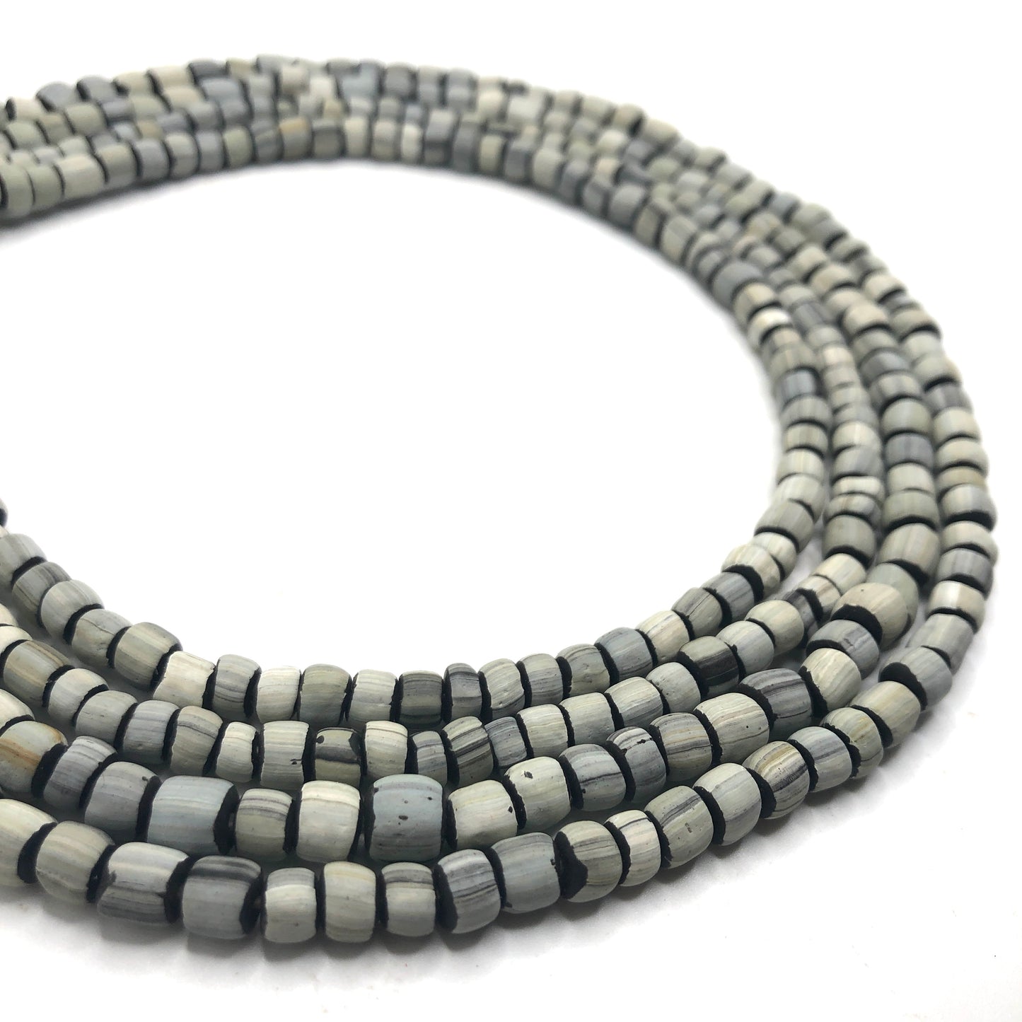 Recycled Glass Beads - Striped Cylin