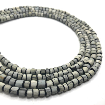 Recycled Glass Beads - Striped Cylin