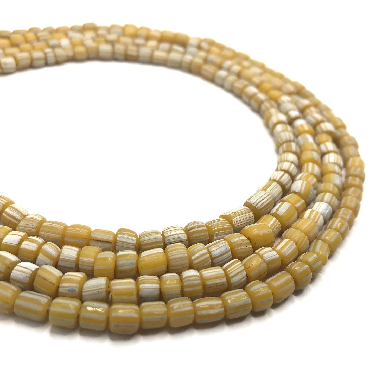Recycled Glass Beads - Striped Cylin