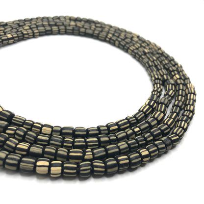 Recycled Glass Beads - Striped Cylin