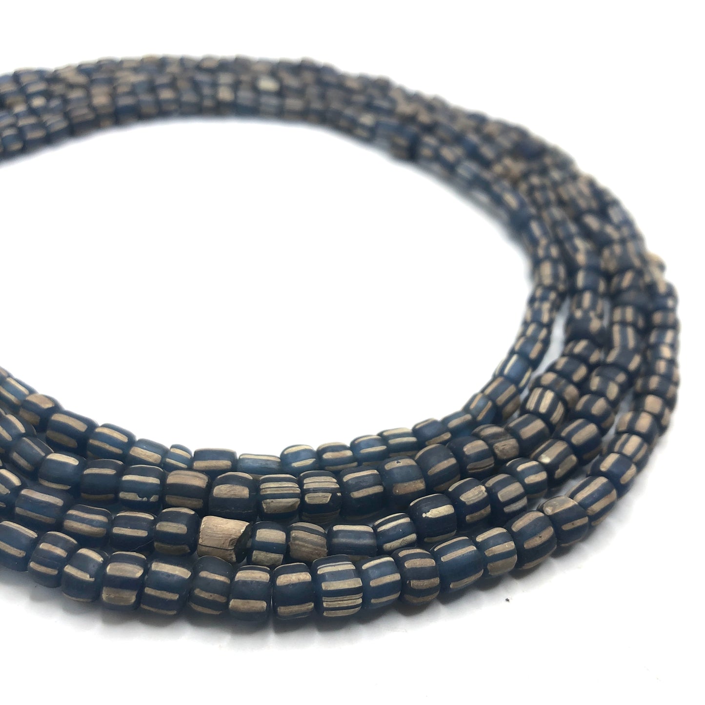 Recycled Glass Beads - Striped Cylin