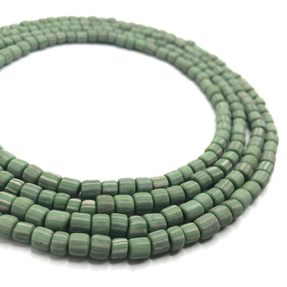 Recycled Glass Beads - Striped Cylin