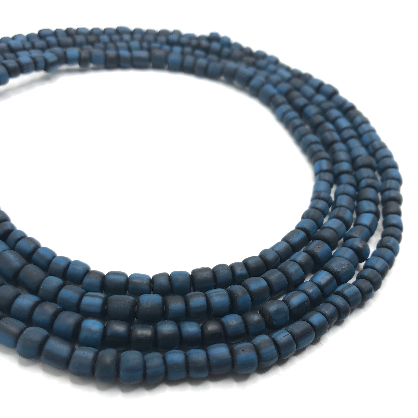 Recycled Glass Beads - Striped Cylin