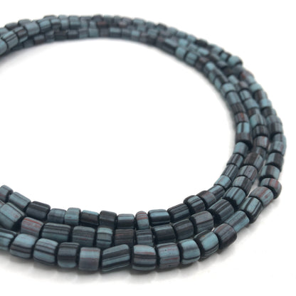 Recycled Glass Beads - Striped Cylin