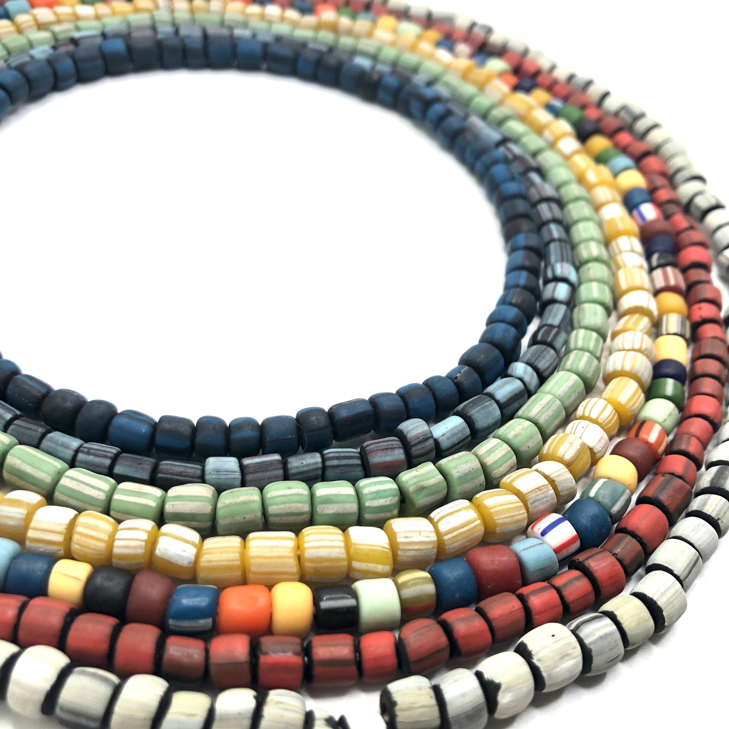 Recycled Glass Beads - Striped Cylin