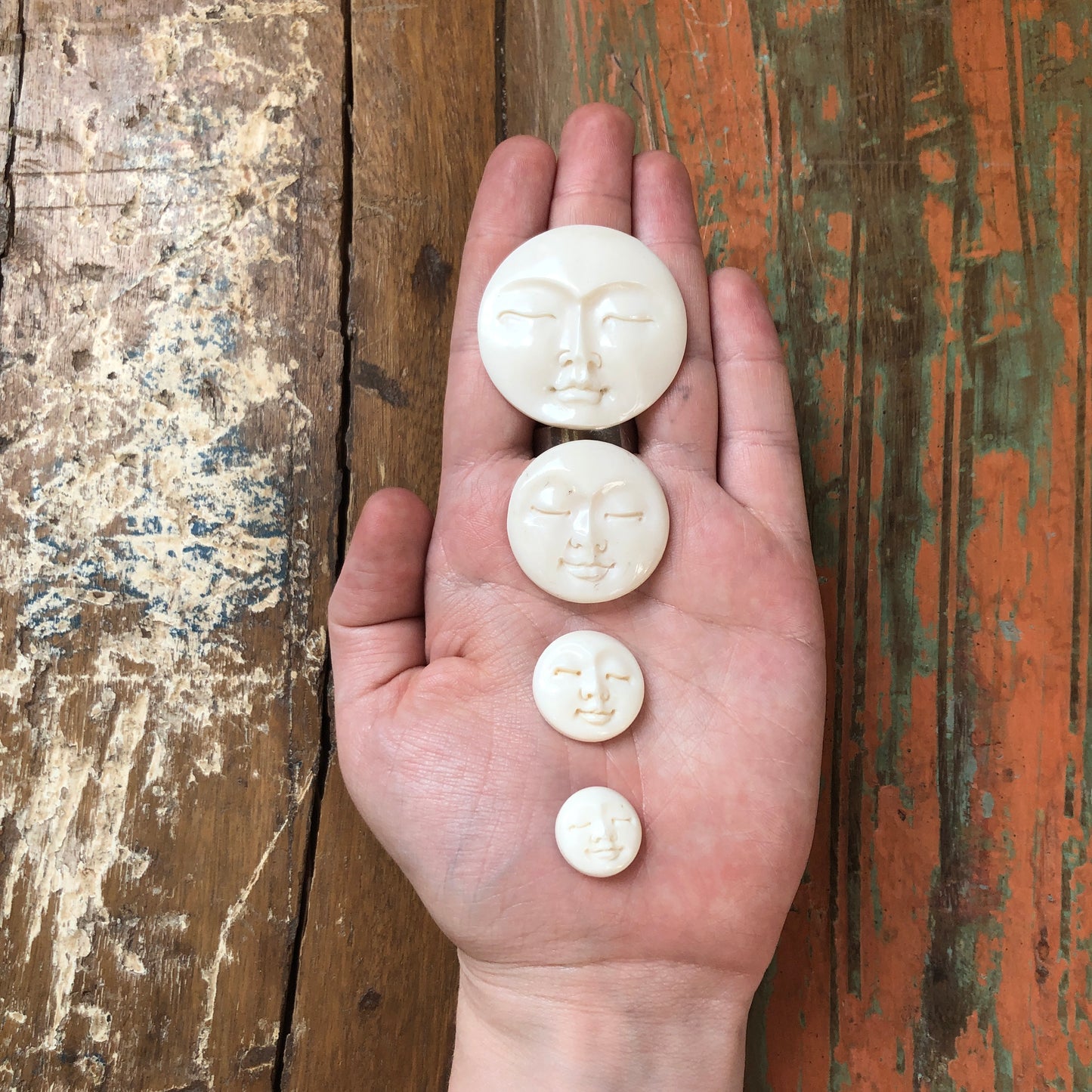 Bone/Horn Carvings, Moon Faces