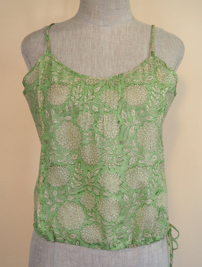 Block Print Cotton Pleated Tank Top