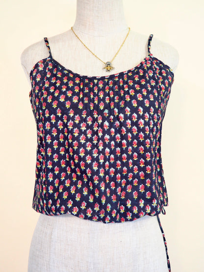 Block Print Cotton Pleated Tank Top