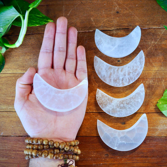 Selenite Slabs, Crescent Moons - Shakti