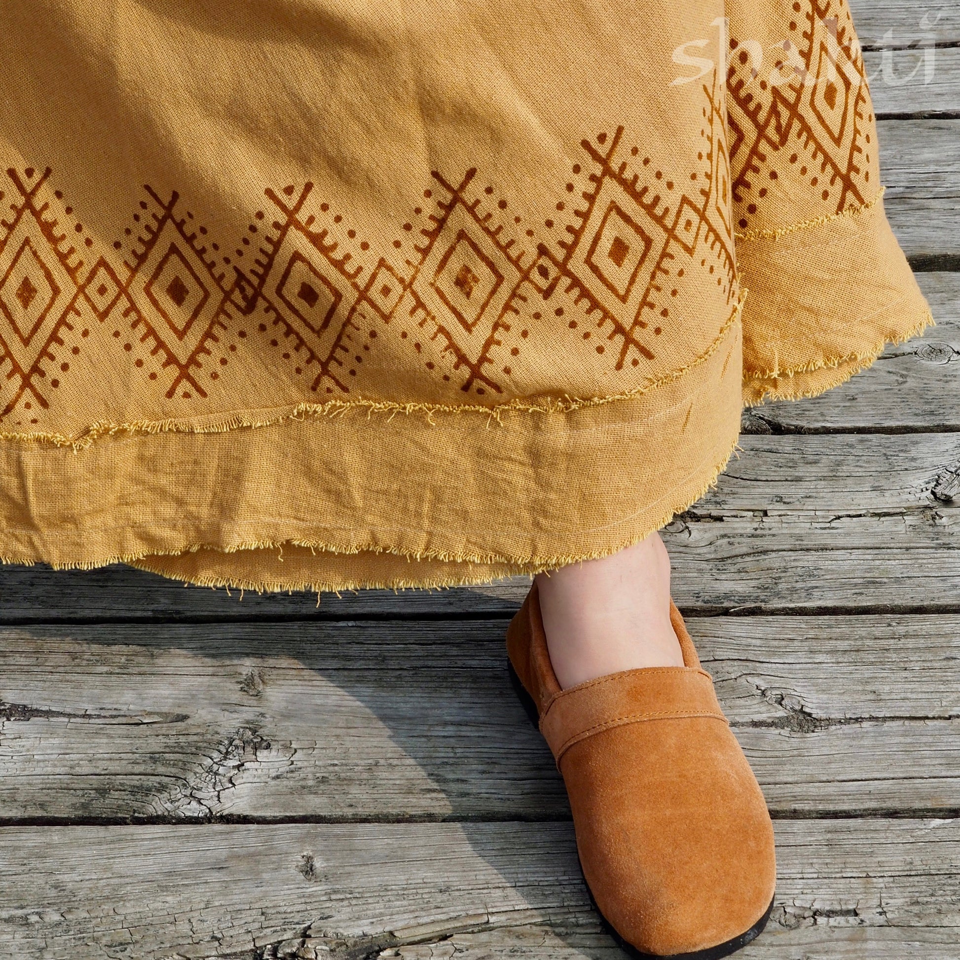 Suede Espadrille Flat Shoes, Oak - Shakti