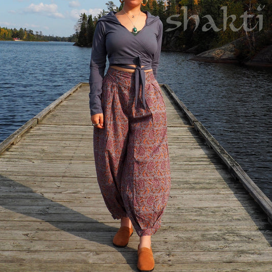 Block Print Jasmine Pants, Berries - Shakti