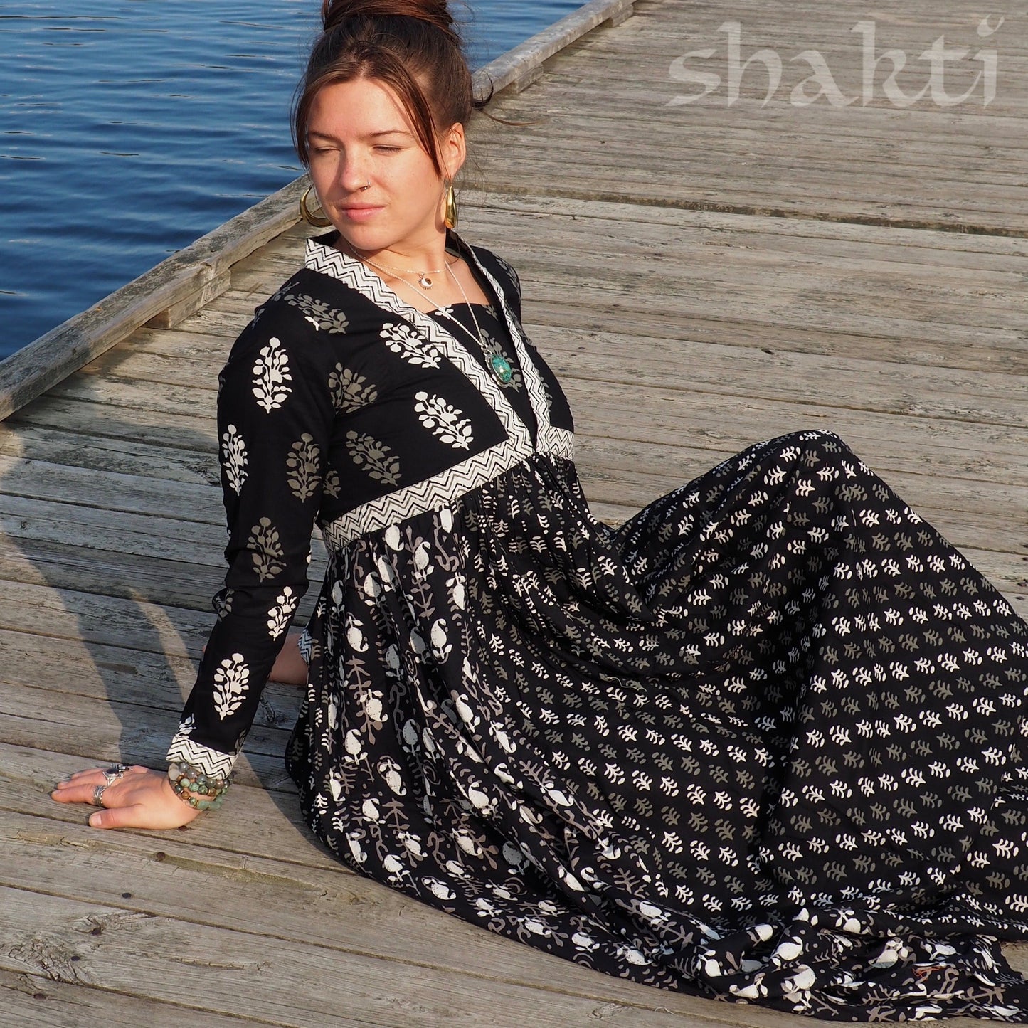 Block Print Dress, Jet - Shakti