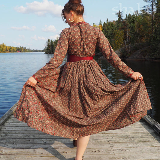 Block Print Dress, Mauve - Shakti
