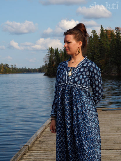 Block Print Dress, Royal Azure - Shakti