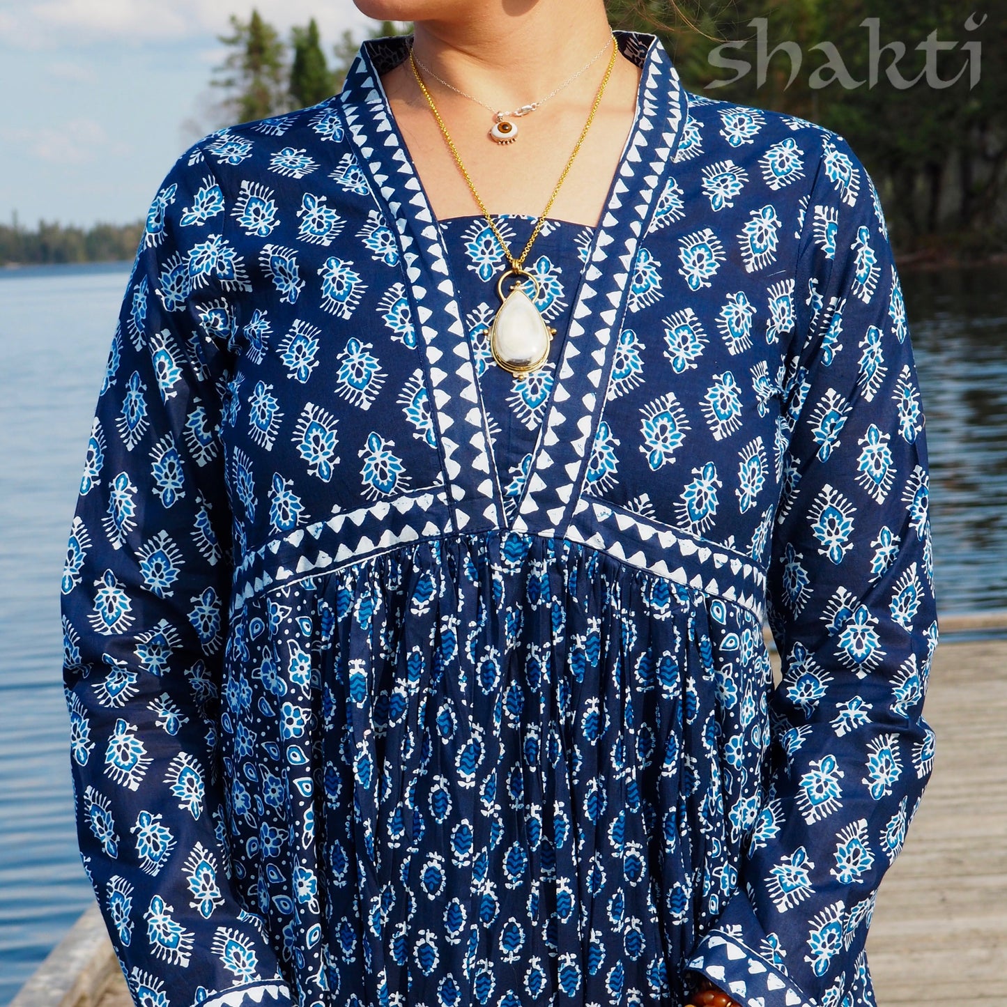 Block Print Dress, Royal Azure - Shakti