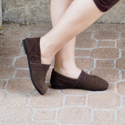 Suede Espadrille Flat Shoes, Chocolate - Shakti