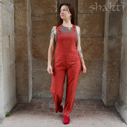 Cotton Dungaree Straight-Leg Overalls - Shakti