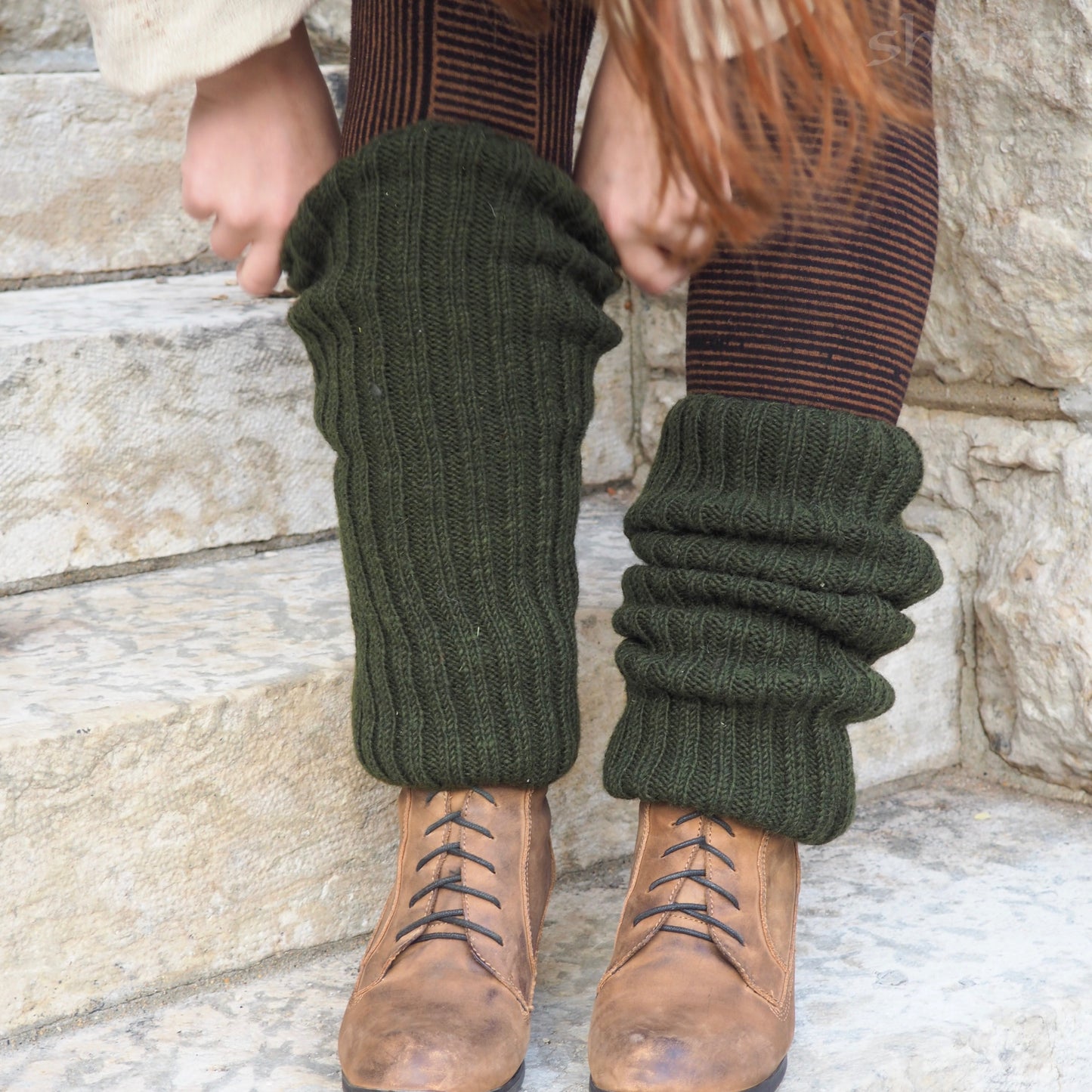 Wool Rib Leg Warmers - Shakti