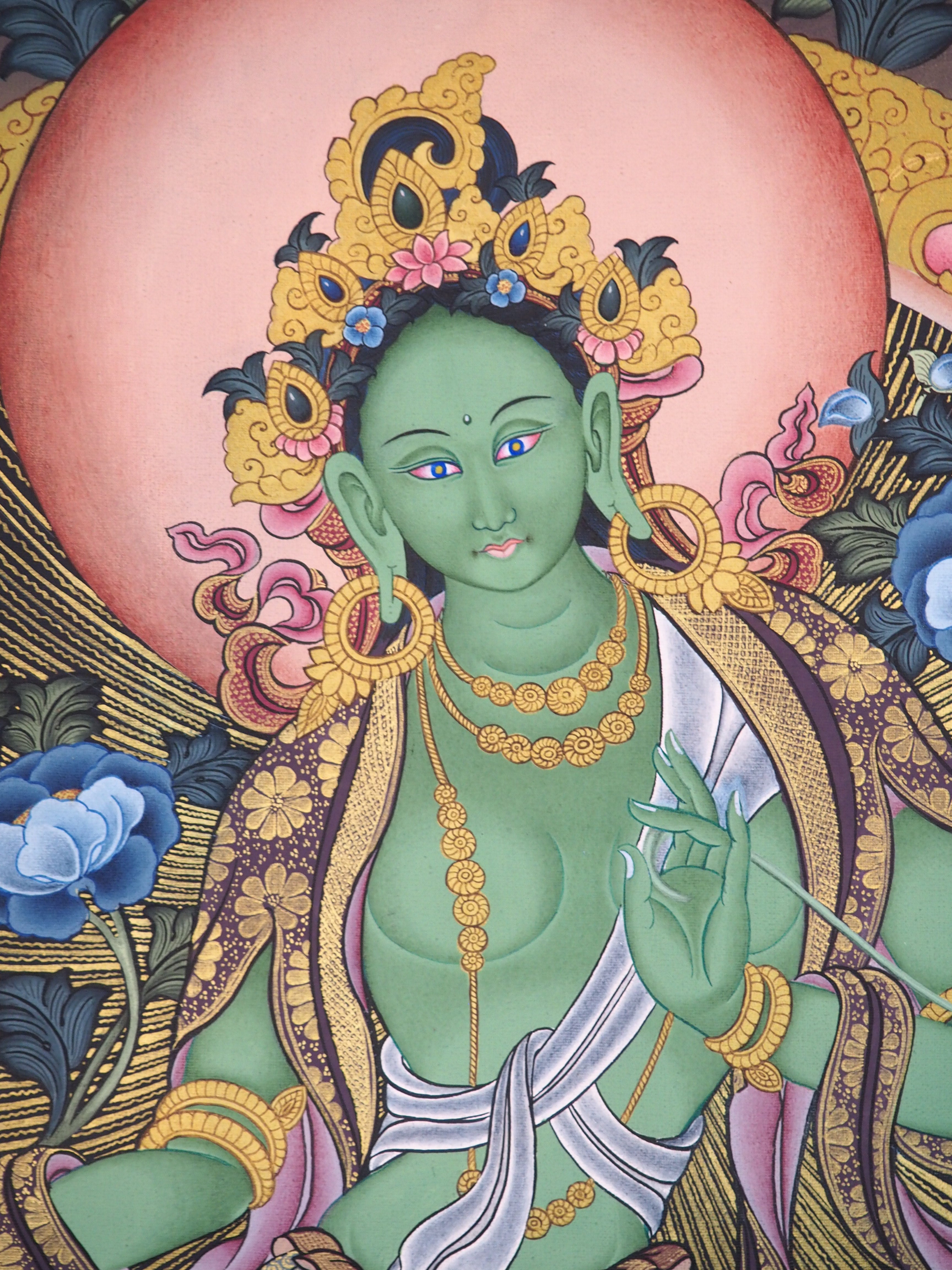 Hotsell Hand-painted Green Tara, Shyam Tara, Thangka, Thanka Painting 17 x 22-Inch