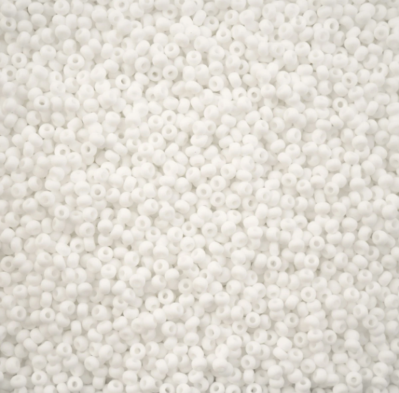 Czech Seed Bead, 10/0 (Opaque White Matte) - Shakti