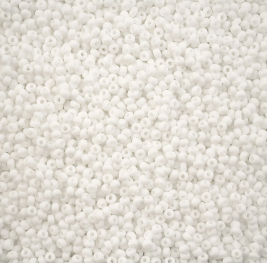 Czech Seed Bead, 10/0 (Opaque White Matte) - Shakti