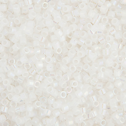 Miyuki Delica Seed Bead, 11/0 (White Opal AB)