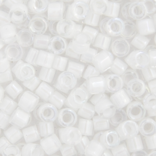 Miyuki Delica Seed Bead, 11/0 (White AB Lined-Dyed)