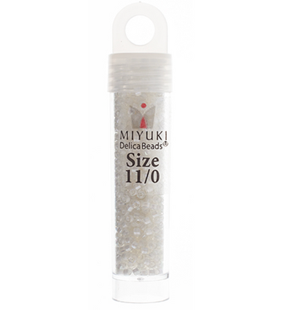 Miyuki Delica Seed Bead, 11/0 (White AB Lined-Dyed)