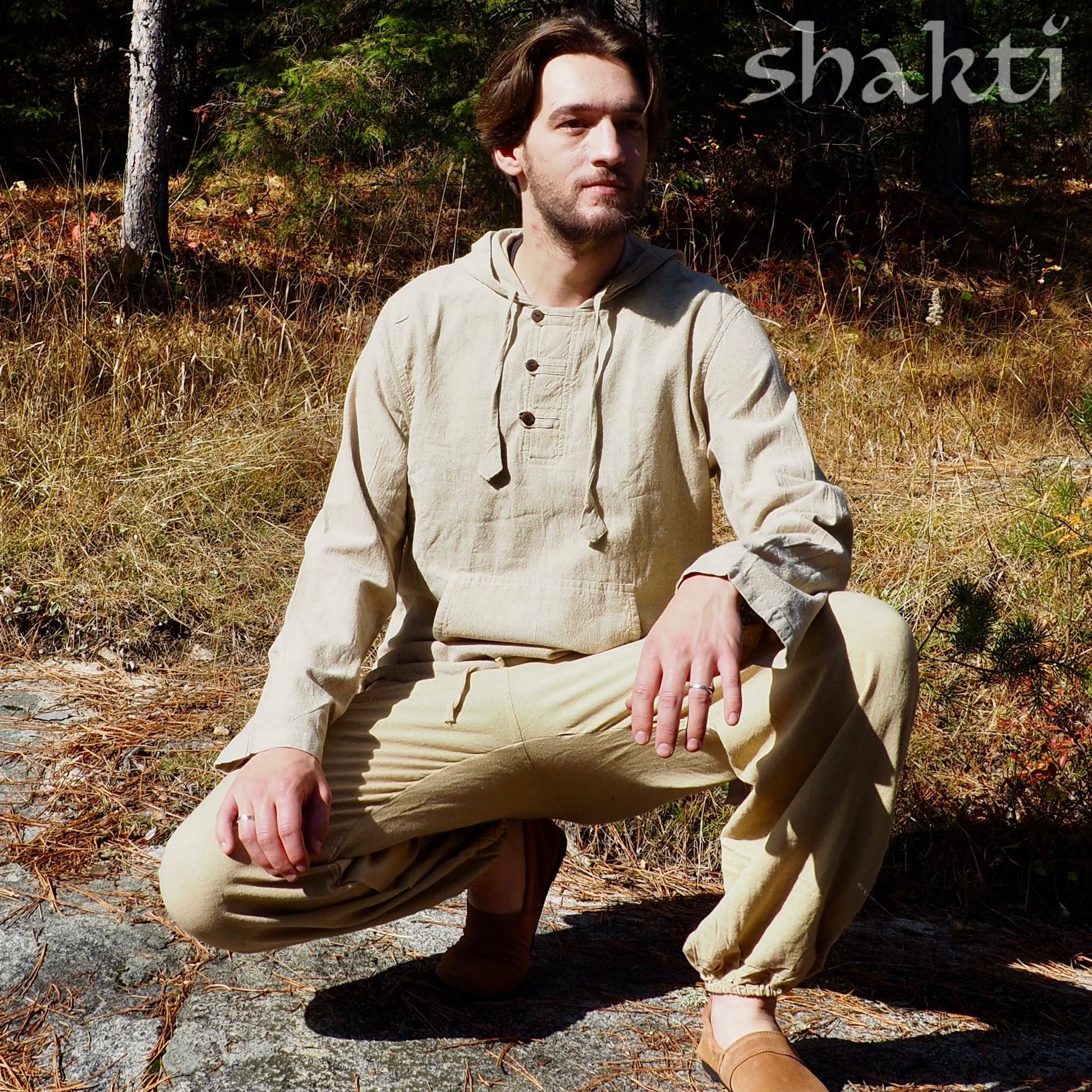 Cotton Men's 3-Button Hoodie - Shakti