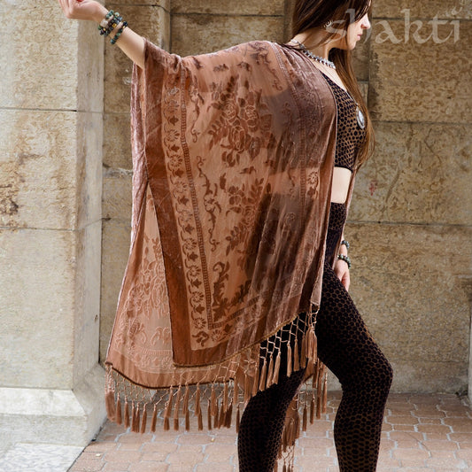 Burnout Velvet Kimono - Nude - Shakti