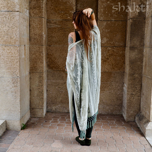 Burnout Velvet Kimono - Ice - Shakti