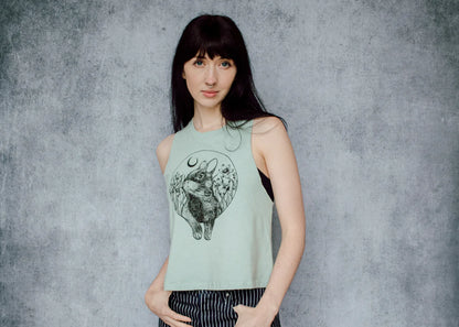 Rabbit and Moon Crop Tank - Shakti