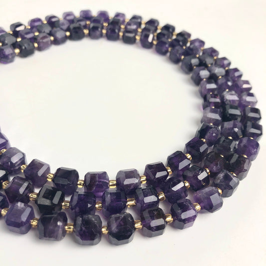 Amethyst Faceted Cubic Beads, 8mm - Shakti