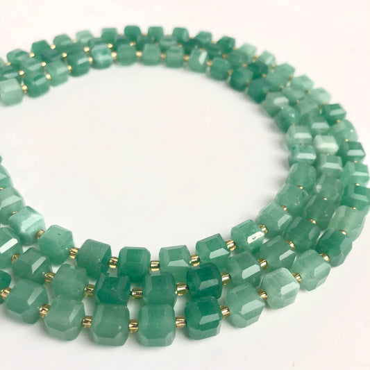 Green Aventurine Faceted Cubic Beads, 8mm - Shakti