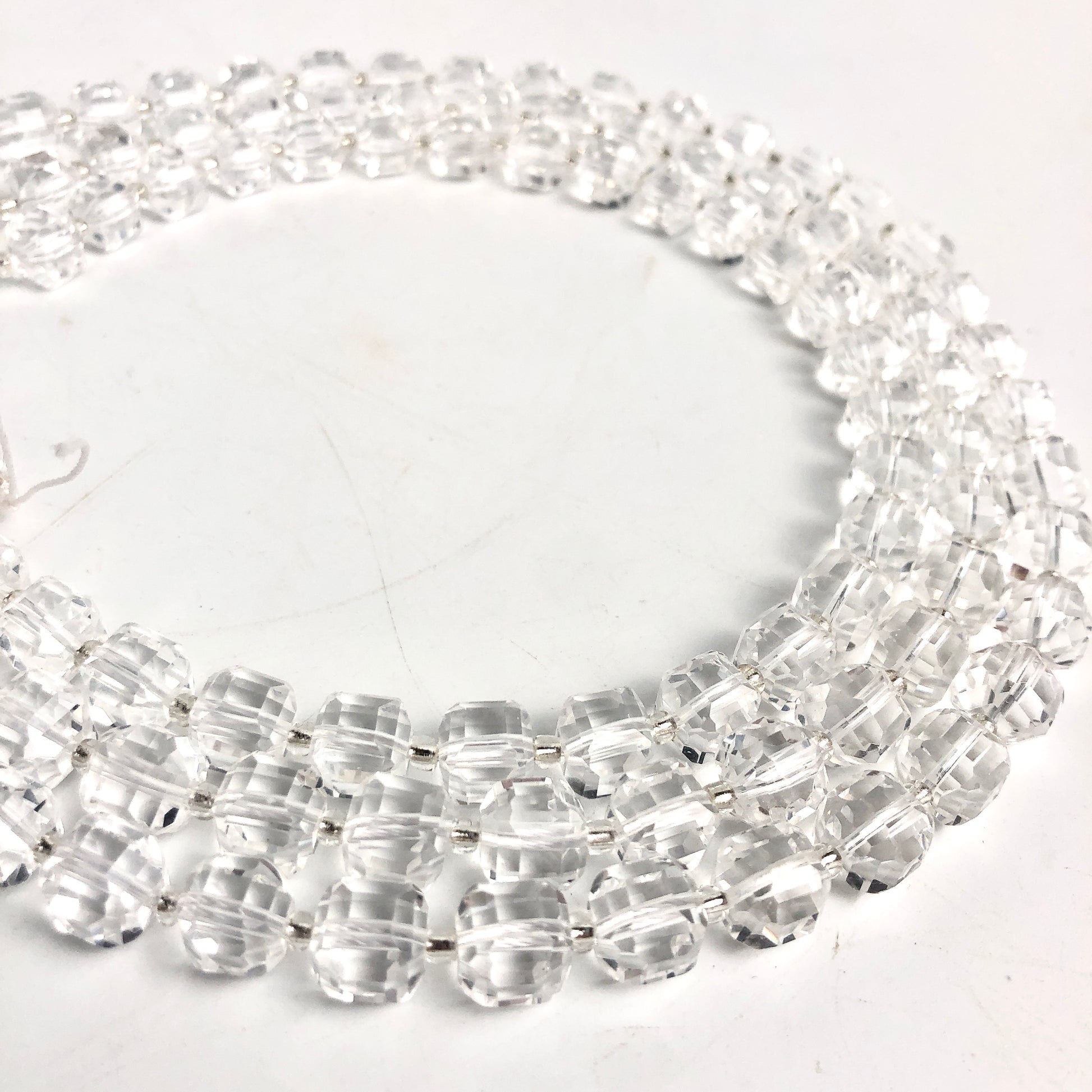 Clear Quartz Faceted Cubic Beads, 8mm - Shakti