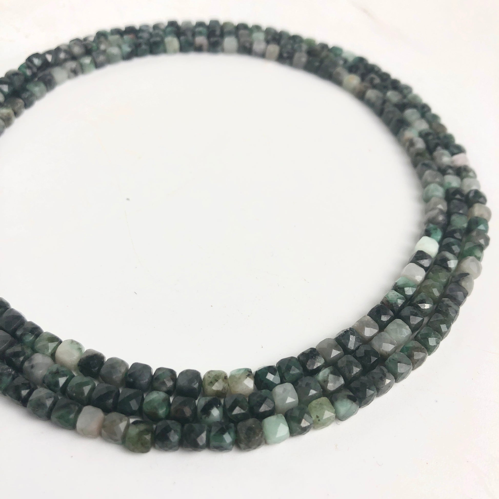 Green Tourmaline Faceted Cubic Beads, 4mm - Shakti